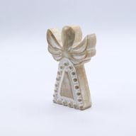 Engel aus Mangoholz – Weiß getüncht – 13 cm