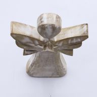 Engel aus Mangoholz – Weiß getüncht mit ausgeschnittenem Stern – 18 cm