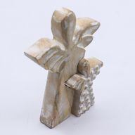 Mangoholz-Engel in Engelform – Weiß getüncht – 15 cm