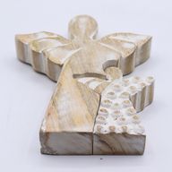 Mangoholz-Engel in Engelform – Weiß getüncht – 15 cm