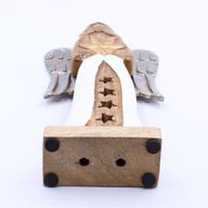 Großer Engelstern aus Mangoholz mit Metallflügeln und Emaille-Details – 30 cm