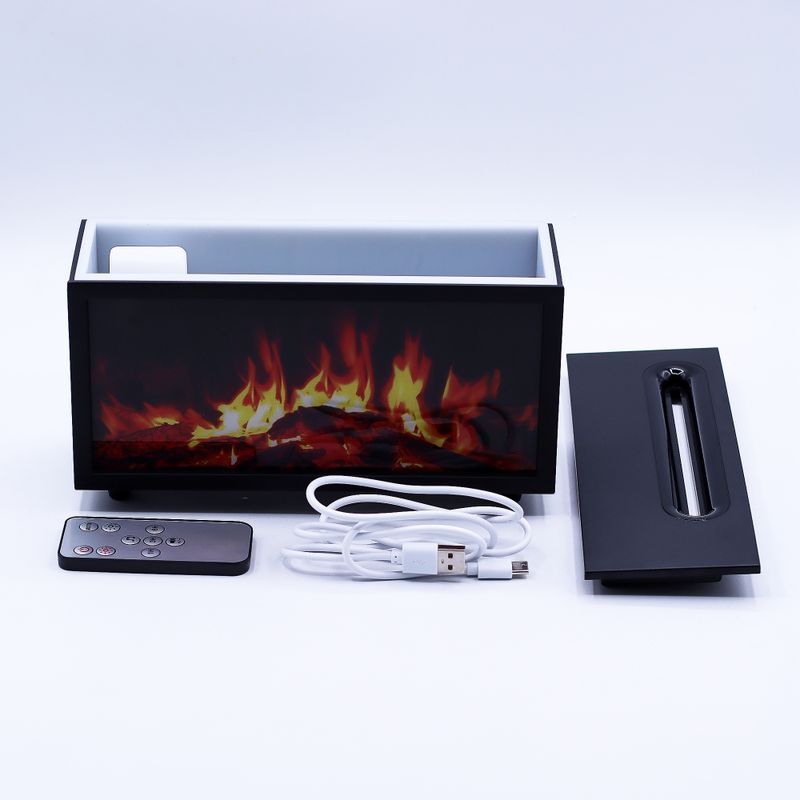 Aromadiffusor mit Flammeneffekt und Vogelgeräuschen – Schwarz, USB – Farbwechsel