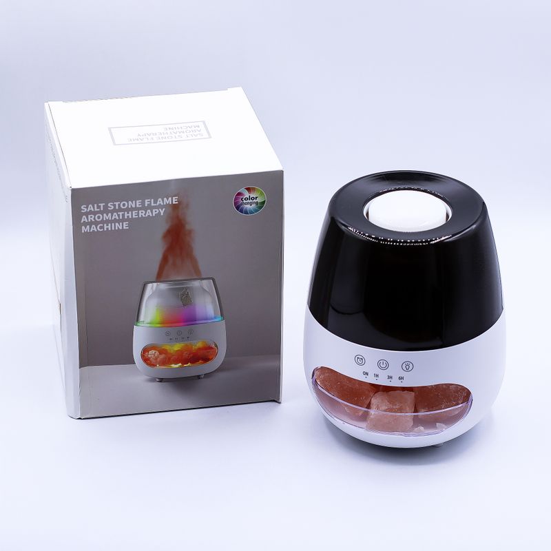 Aromadiffusor mit Salzstein-Flammeneffekt – Weiß, USB – Farbwechsel und Timer