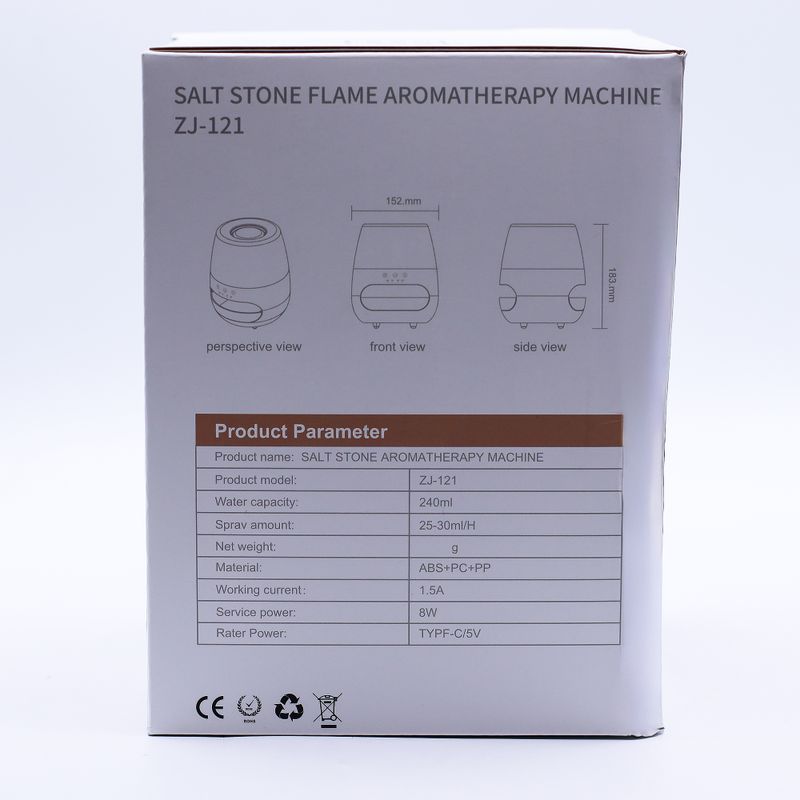 Aromadiffusor mit Salzstein-Flammeneffekt – Weiß, USB – Farbwechsel und Timer