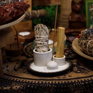 Palo Santo Stick & Räucherhalter - Mandala - Weiß & Grau