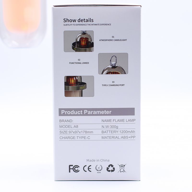 Lampe mit Flammeneffekt im Freien - Weiß USB-C-Aufladbar - Mehrfarbig
