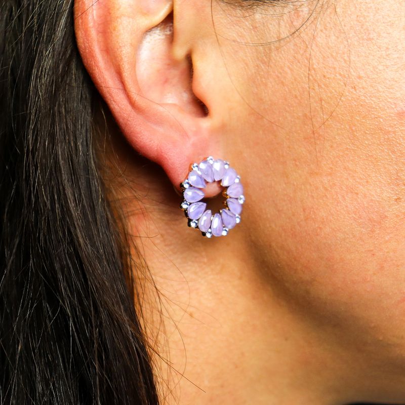 Lavendel - Vintage Glas - Loop - Ohrringe