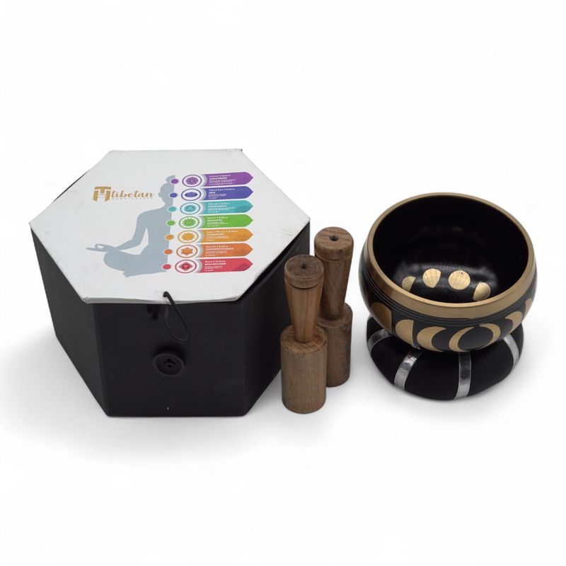 Mondphasen-Klangschalen-Set – Schwarz 10,7 cm