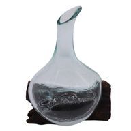 Mini-Karaffe aus geschmolzenem Glas auf Holz, 20 cm