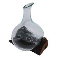 Mini-Karaffe aus geschmolzenem Glas auf Holz, 20 cm