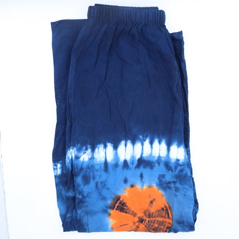 Japanische Loungehose – Größe L – Blau, Türkis/Orange