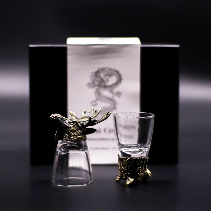 Bottom Up Schnapsgläser (50 ml) – Wilde Waldtiere – Antikbronze