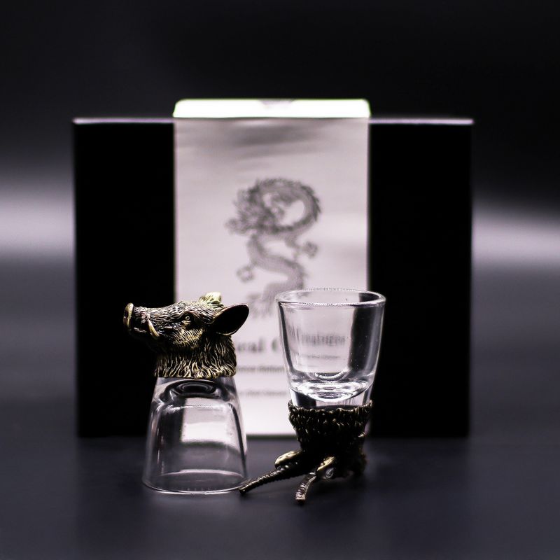 Bottom Up Schnapsgläser (50 ml) – Wilde Waldtiere – Antikbronze