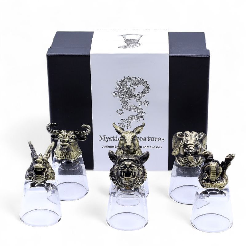 Bottom Up Schnapsgläser (50 ml) – Fabelwesen – Antikbronze
