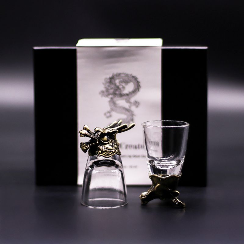 Bottom Up Schnapsgläser (50 ml) – Fabelwesen – Antikbronze