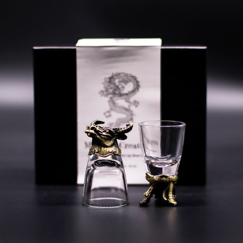 Bottom Up Schnapsgläser (50 ml) – Fabelwesen – Antikbronze