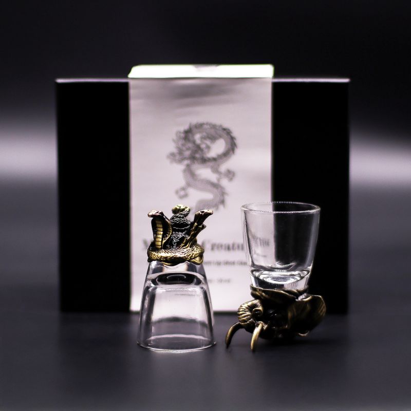 Bottom Up Schnapsgläser (50 ml) – Fabelwesen – Antikbronze