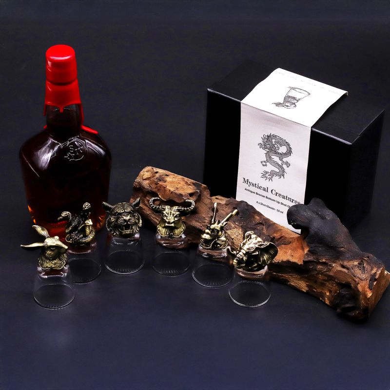Bottom Up Schnapsgläser (50 ml) – Fabelwesen – Antikbronze