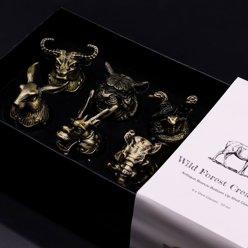 Bottom Up Schnapsgläser (50 ml) – Fabelwesen – Antikbronze