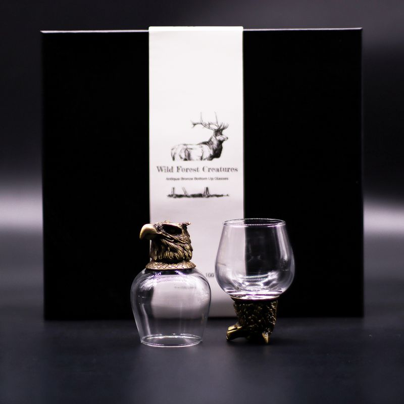 Bottom Up-Gläser (100 ml) – Wilde Waldtiere – Antikbronze