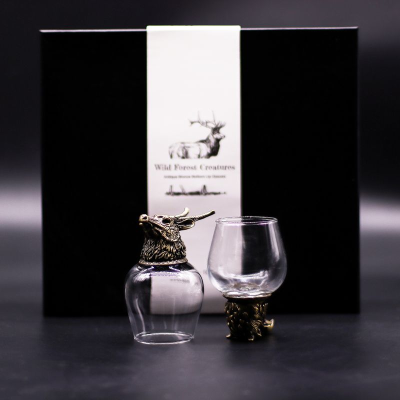 Bottom Up-Gläser (100 ml) – Wilde Waldtiere – Antikbronze