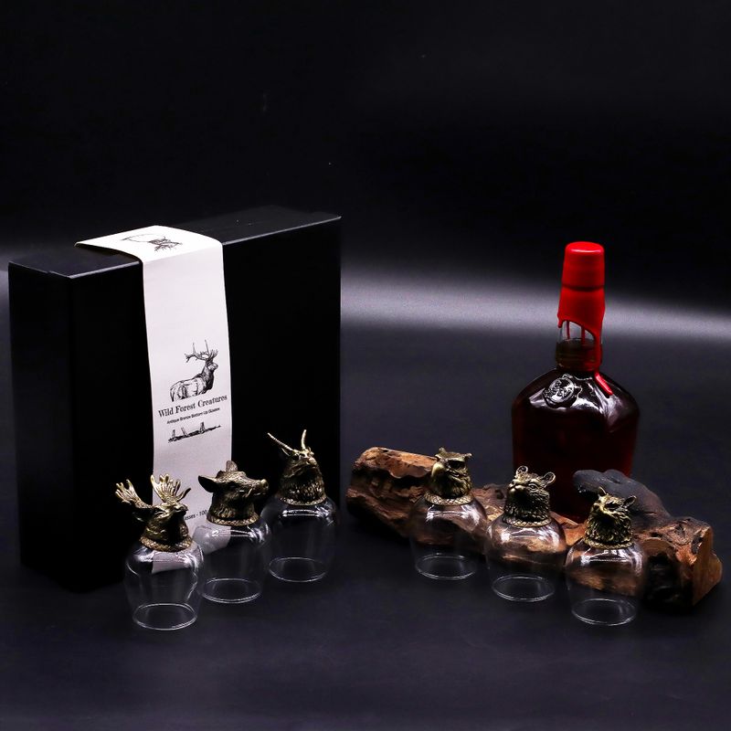 Bottom Up-Gläser (100 ml) – Wilde Waldtiere – Antikbronze