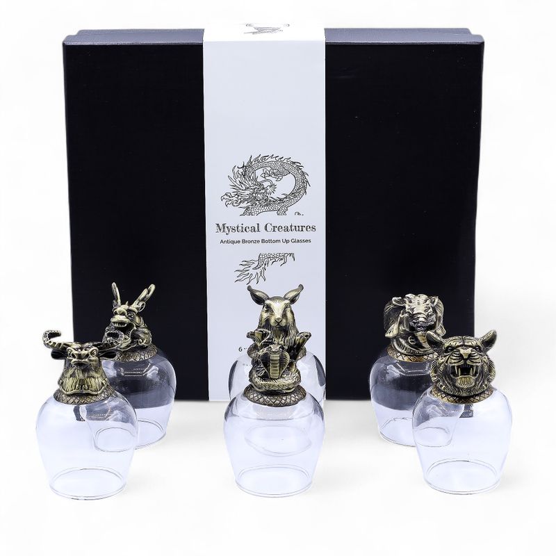 Bottom Up-Gläser (100 ml) – Fabelwesen – Antikbronze