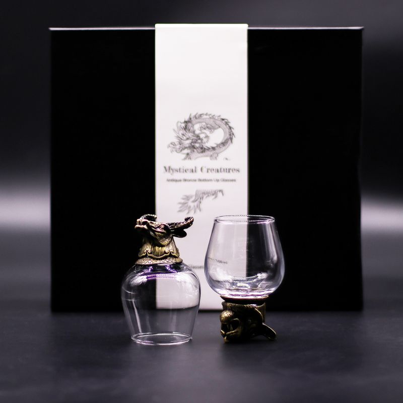 Bottom Up-Gläser (100 ml) – Fabelwesen – Antikbronze