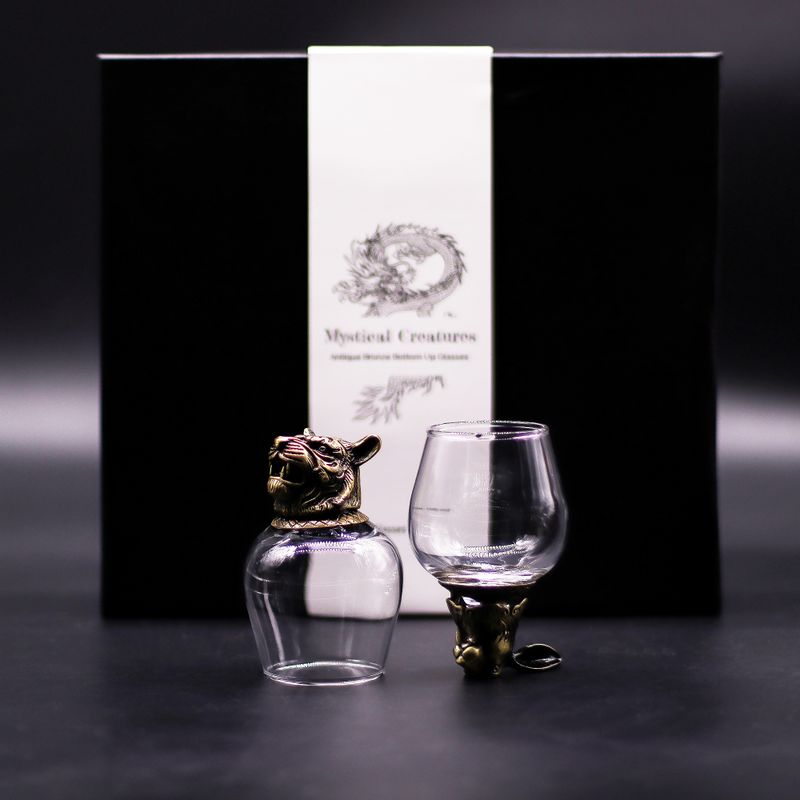 Bottom Up-Gläser (100 ml) – Fabelwesen – Antikbronze