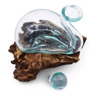 Entenkaraffe aus geschmolzenem Glas auf Holz mit Stopfen