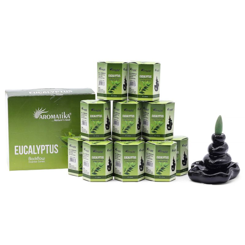 Packung mit 10 Masala Backflow-Räucherstäbchen – Eukalyptus