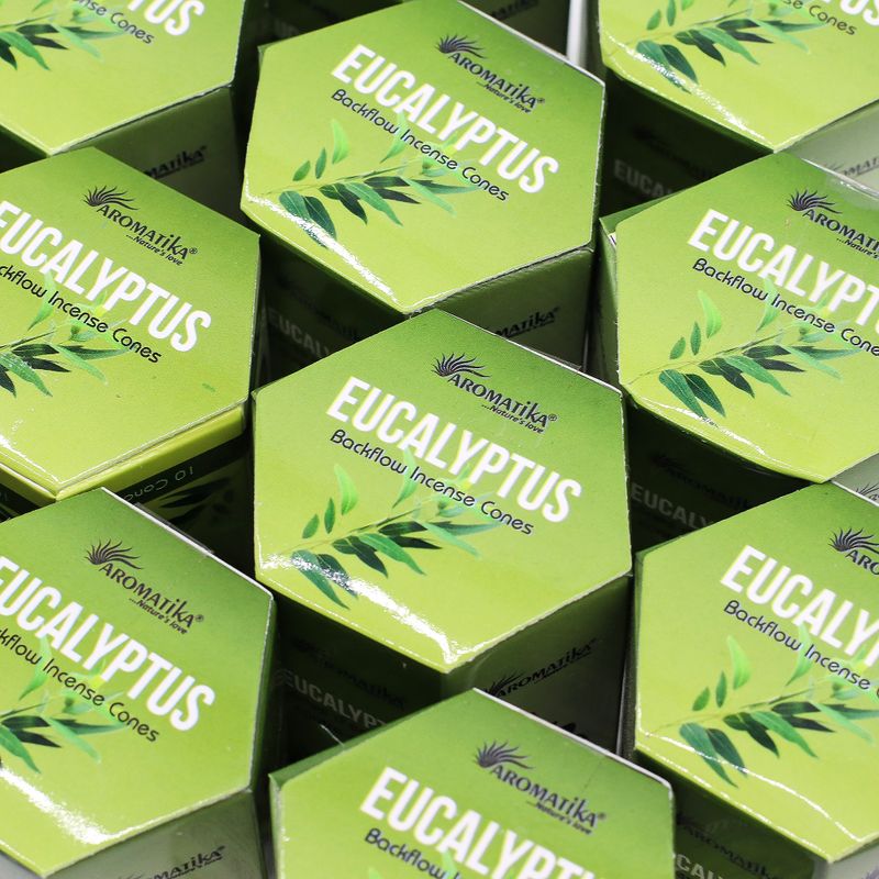 Packung mit 10 Masala Backflow-Räucherstäbchen – Eukalyptus