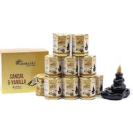 Packung mit 10 Masala Backflow-Räucherstäbchen – Sandelholz und Vanille