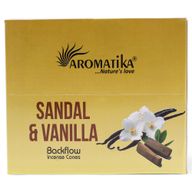 Packung mit 10 Masala Backflow-Räucherstäbchen – Sandelholz und Vanille