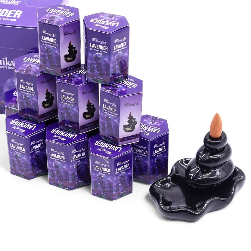Packung mit 10 Masala Backflow-Räucherstäbchen – Lavendel