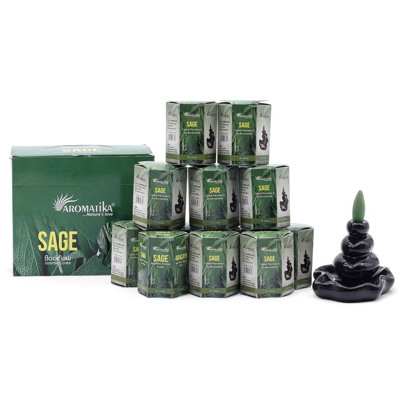 Packung mit 10 Masala Backflow-Räucherstäbchen – Salbei