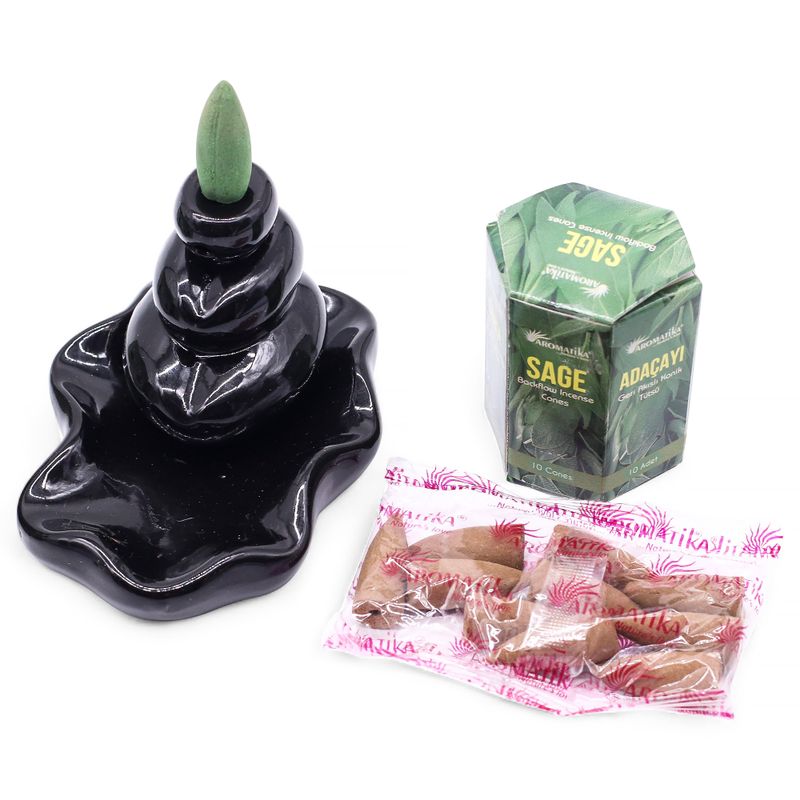 Packung mit 10 Masala Backflow-Räucherstäbchen – Salbei