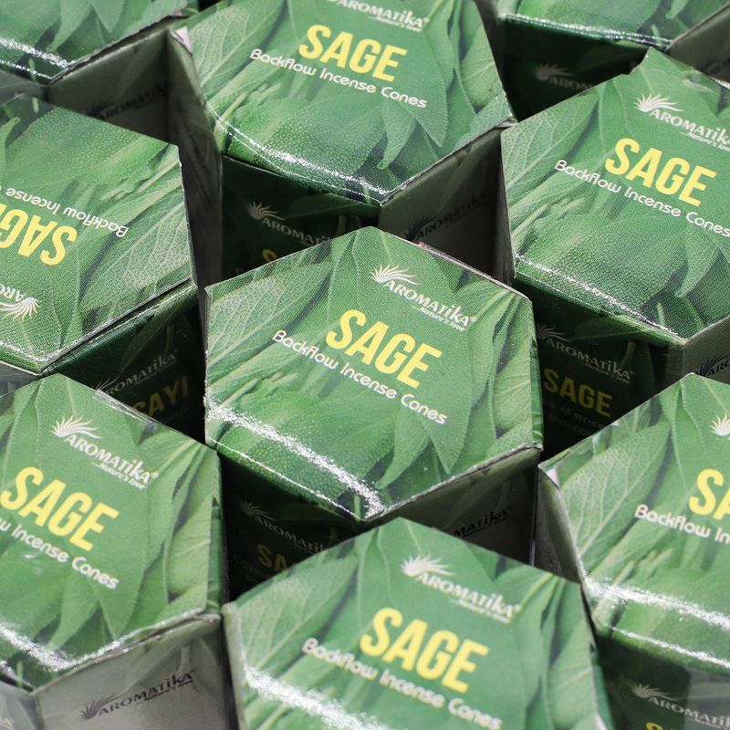 Packung mit 10 Masala Backflow-Räucherstäbchen – Salbei