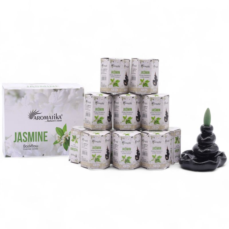 Packung mit 10 Masala Backflow-Räucherstäbchen – Jasmin