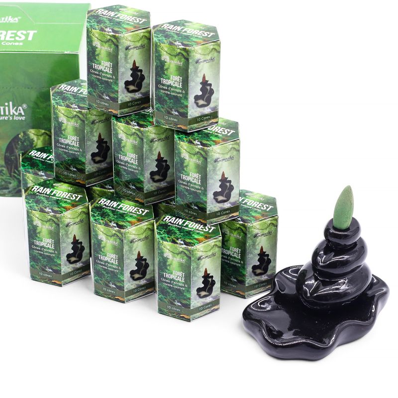 Packung mit 10 Masala Backflow-Räucherstäbchen – Regenwald