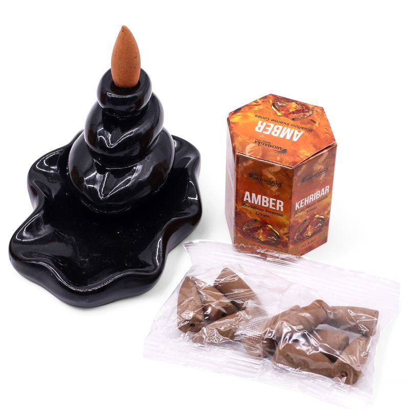 Packung mit 10 Masala Backflow-Räucherstäbchen – Bernstein