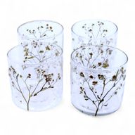Kerzenhalter aus Naturglas mit Blumenmuster – gerader Kerzenhalter – Gänseblümchen – (8x8cm)