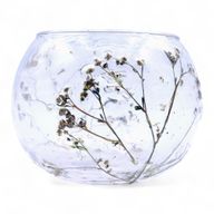 Natürliches florales Glas - Schalen-Kerzenhalter - Gänseblümchen - (8x10cm)