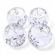 Natürliches florales Glas - Schalen-Kerzenhalter - Gänseblümchen - (8x10cm)