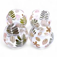 Natürliches florales Glas - Kerzenhalter in Schale - Primavera - (8x10cm)