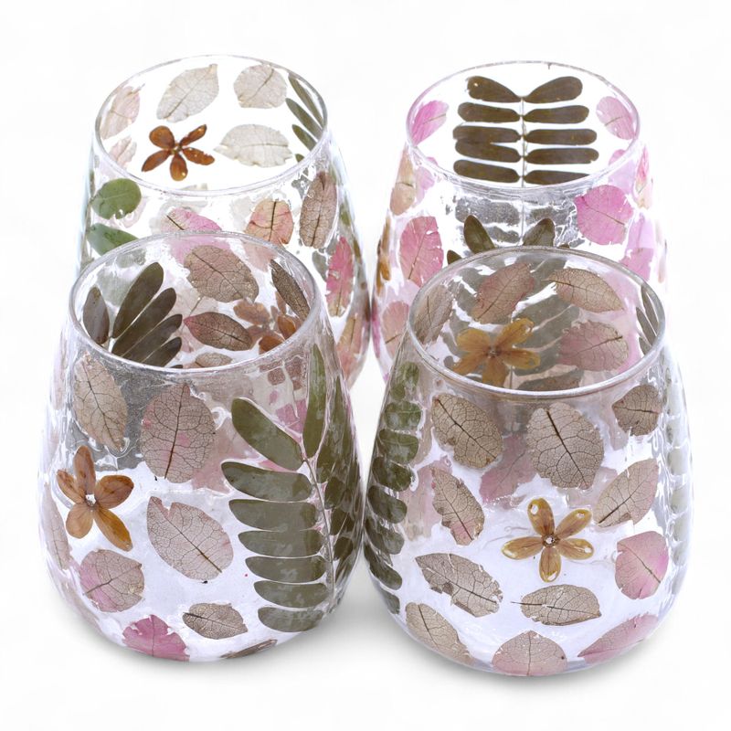 Natürliches florales Glas - Vase Kerzenhalter - Primavera - (12x11cm)