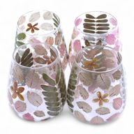 Natürliches florales Glas - Vase Kerzenhalter - Primavera - (12x11cm)