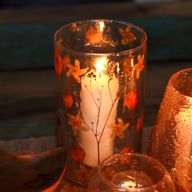 Natürliches florales Glas - Hohe Vase/Kerzenhalter - Rose - (19x11cm)