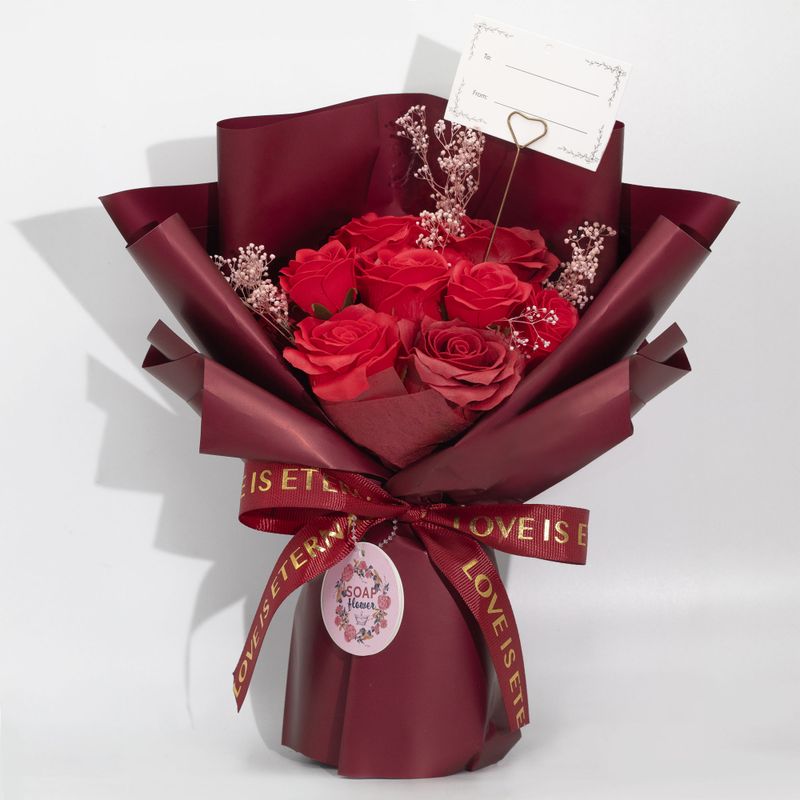 Großer Strauß roter Rosen – Liebe ist ewig – Geschenkkarte