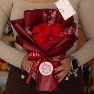 Großer Strauß roter Rosen – Liebe ist ewig – Geschenkkarte